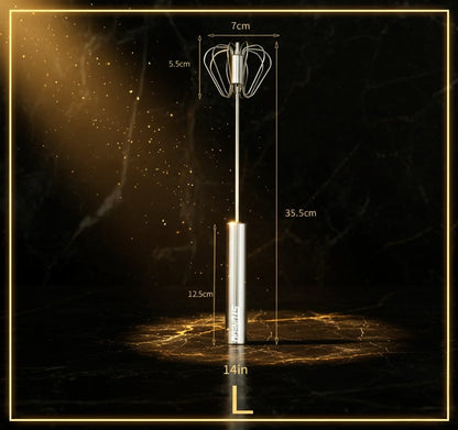 Premium Stainless Steel Self-Turning Whisk – Semi-Automatic Hand Mixer