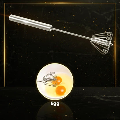 Premium Stainless Steel Self-Turning Whisk – Semi-Automatic Hand Mixer