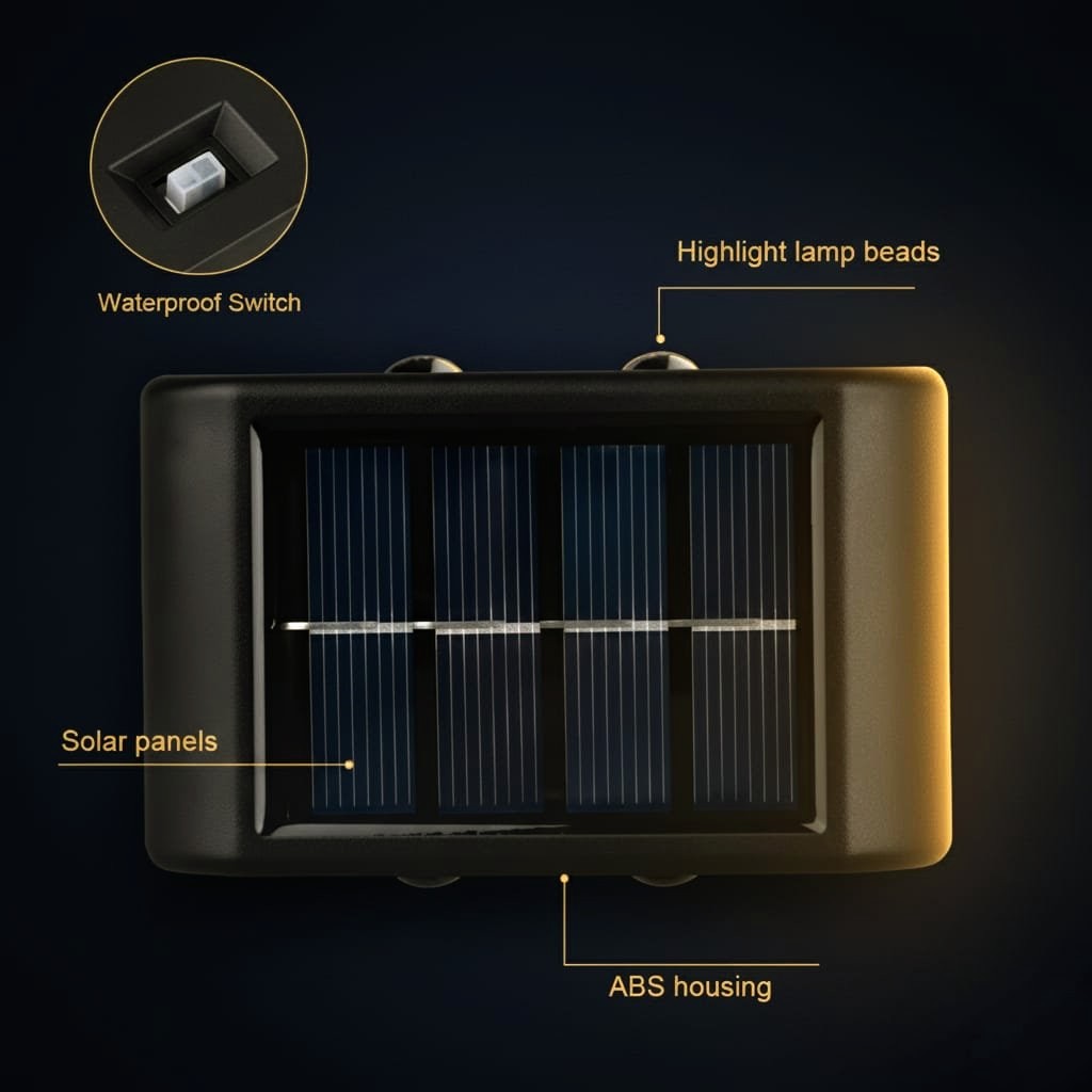 Modern Solar Up-Down Wall Light – Waterproof LED Exterior Light