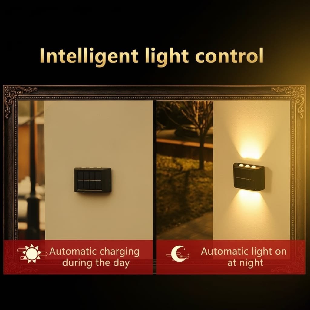 Modern Solar Up-Down Wall Light – Waterproof LED Exterior Light
