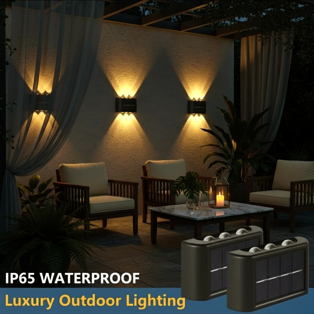 Modern Solar Up-Down Wall Light – Waterproof LED Exterior Light