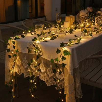 Luxe Ivy Leaf Fairy String Lights – Battery Powered Botanical Garland