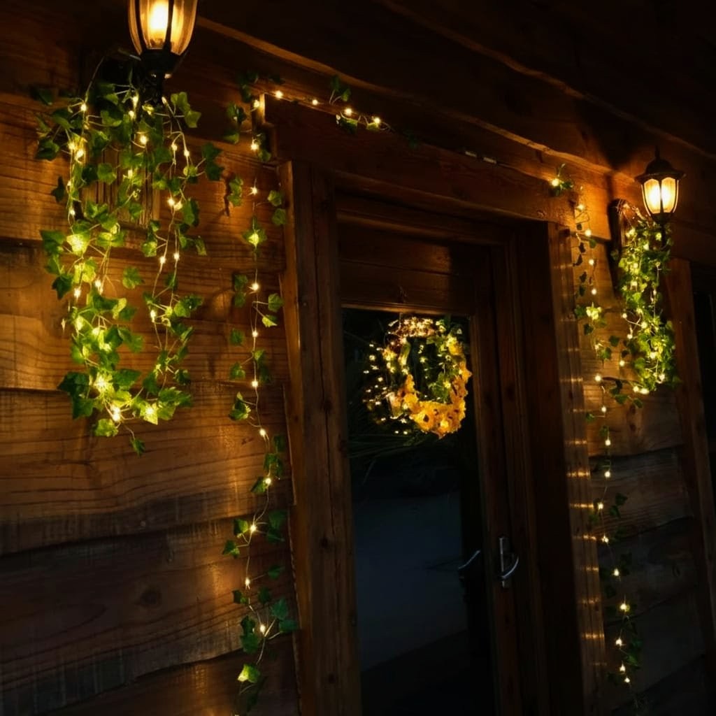 Luxe Ivy Leaf Fairy String Lights – Battery Powered Botanical Garland