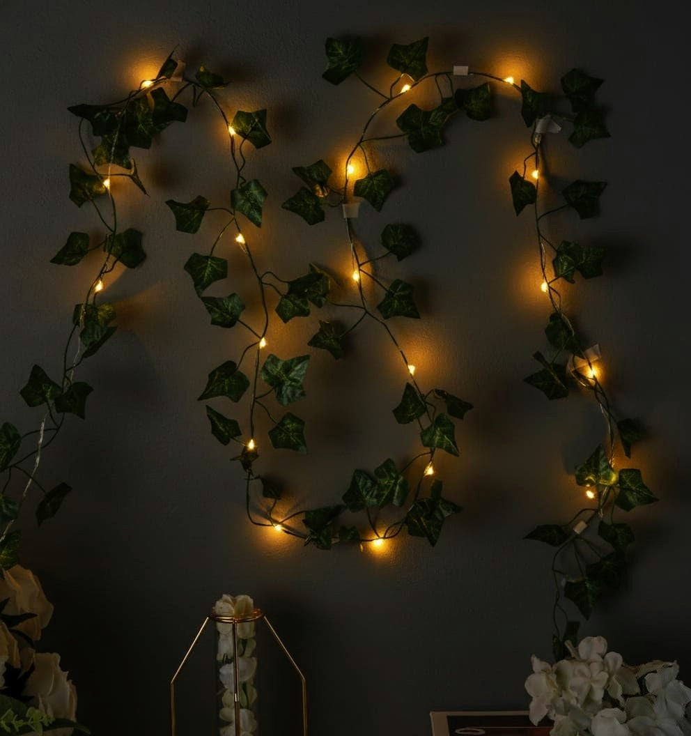 Luxe Ivy Leaf Fairy String Lights – Battery Powered Botanical Garland