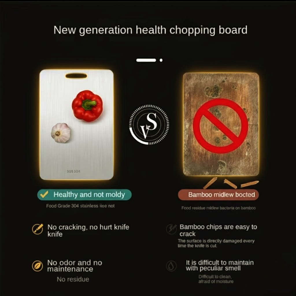 Prestige™ Dual-Sided Stainless Steel Cutting Board — Ultra-Hygienic